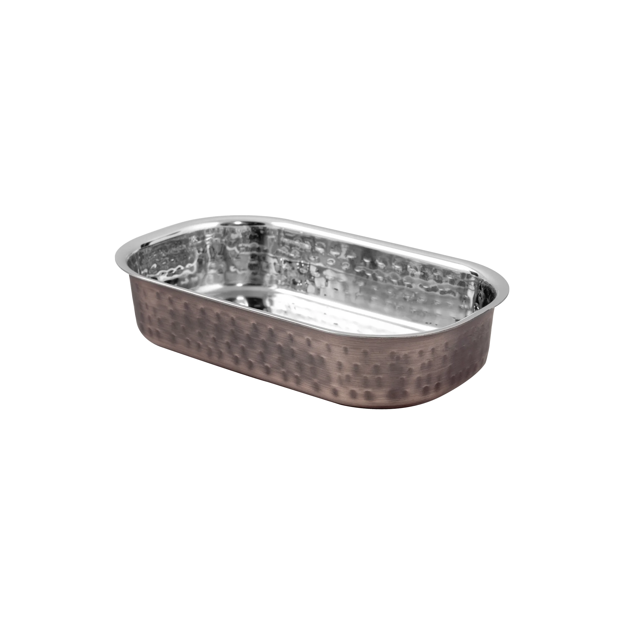 Bonna Bakır Dövme Dikdörtgen Kase 16x9.25 cm, sunum kasesi