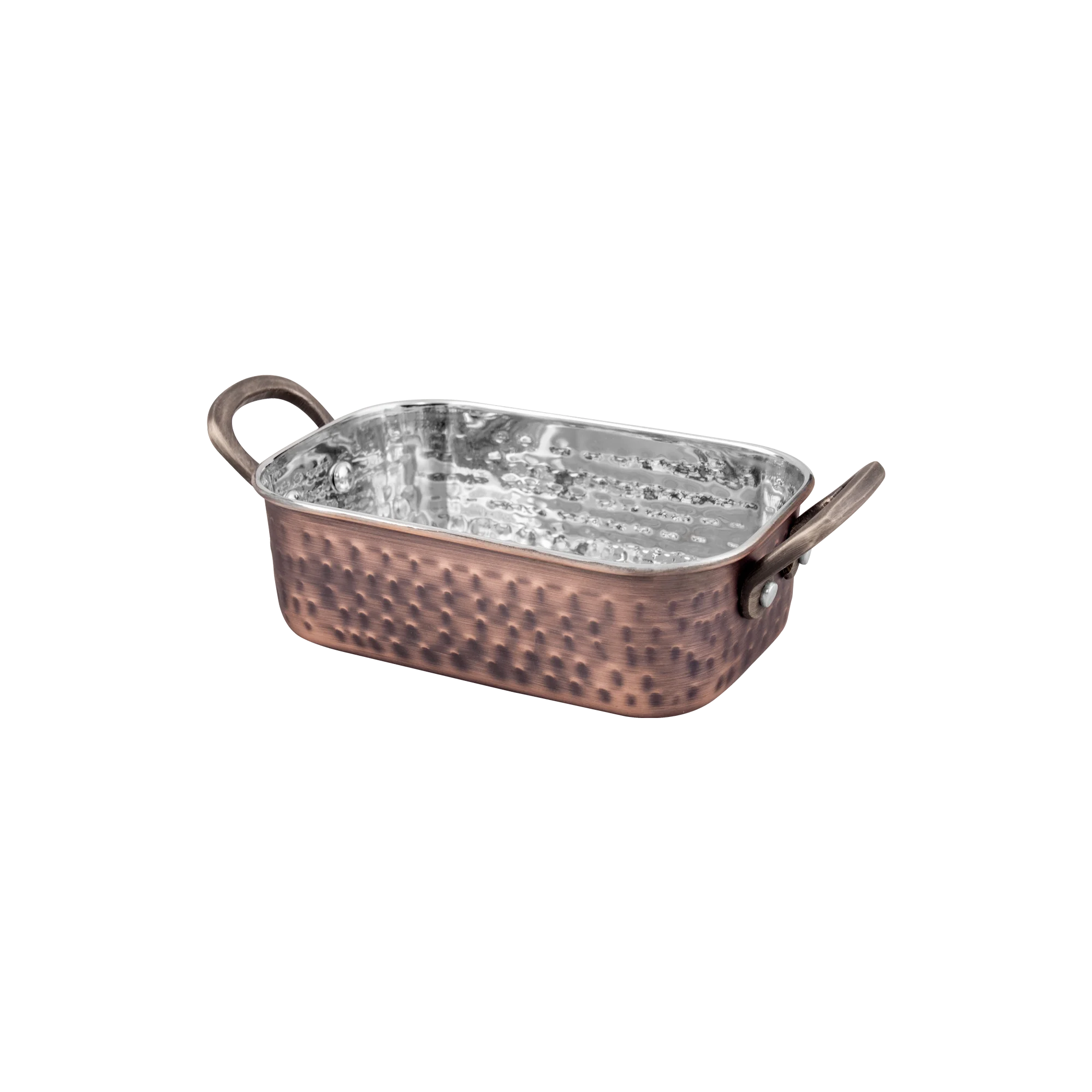 Bonna Bakır Dövme Dikdörtgen Küçük Sunum 12.5 x 8.5 cm - 300 ml, profesyonel servis ürünü