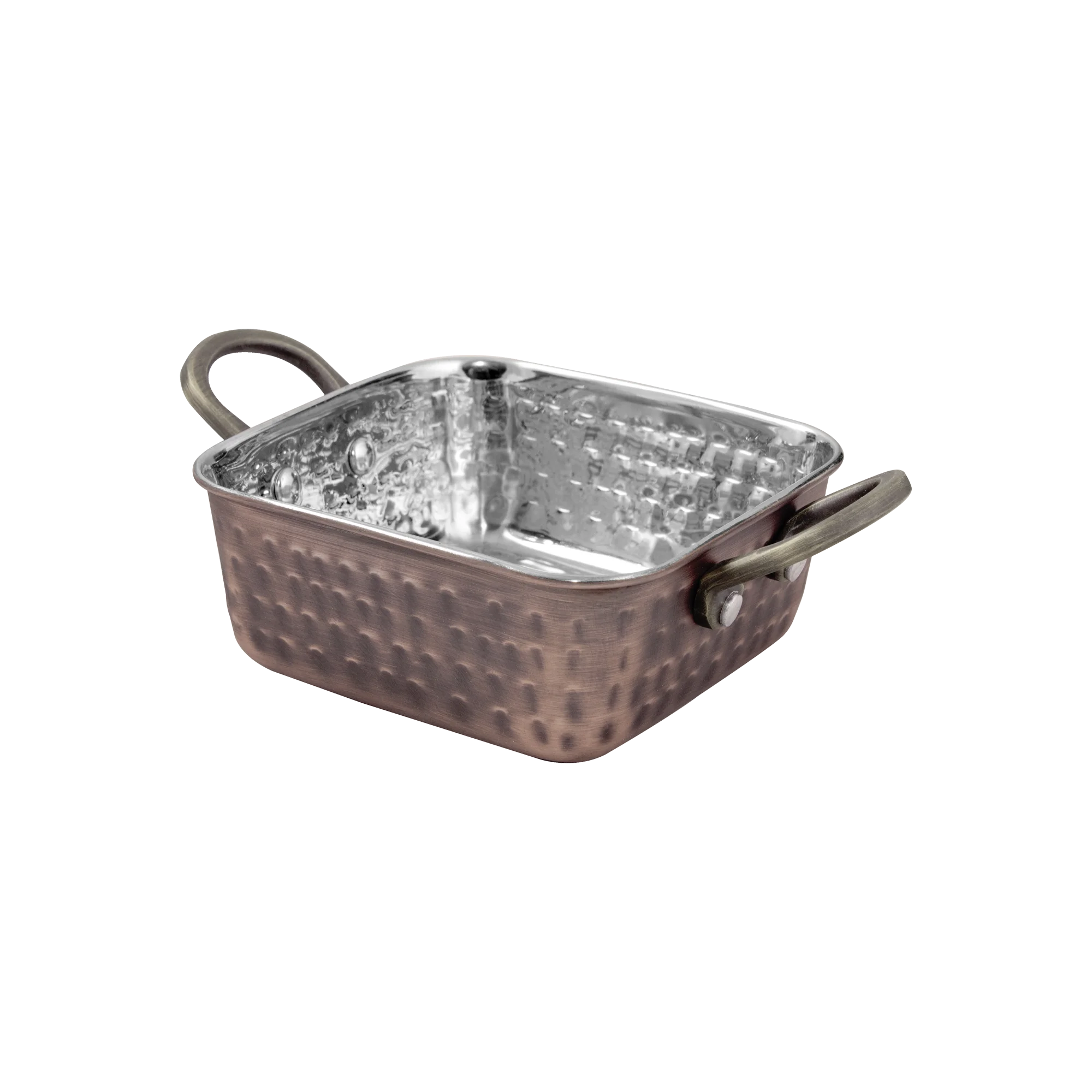 Bonna Bakır Dövme Kare Küçük Sunum 11.5x4.75 cm 400 ml, profesyonel servis ürünü