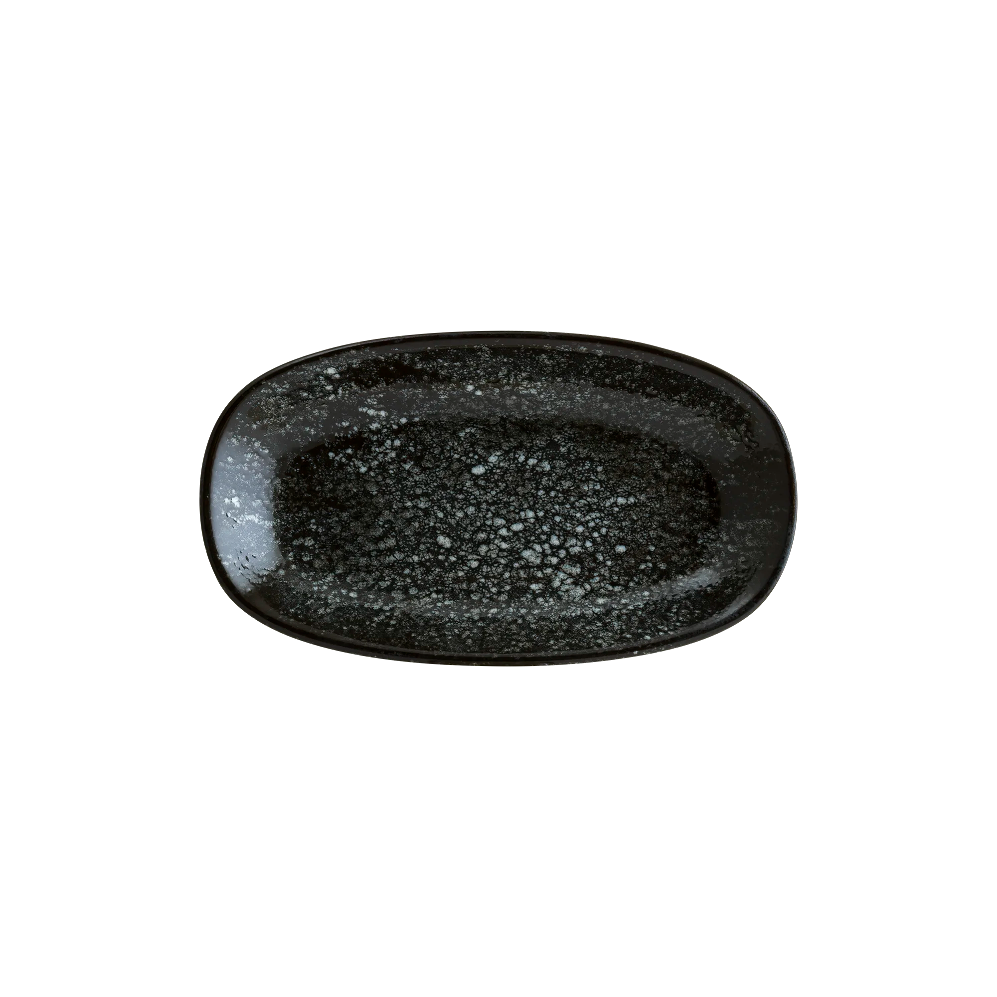 Bonna Cosmos Black Gourmet Oval Kayık Tabak 15*8.5 cm 95 cc, sunum tabağı