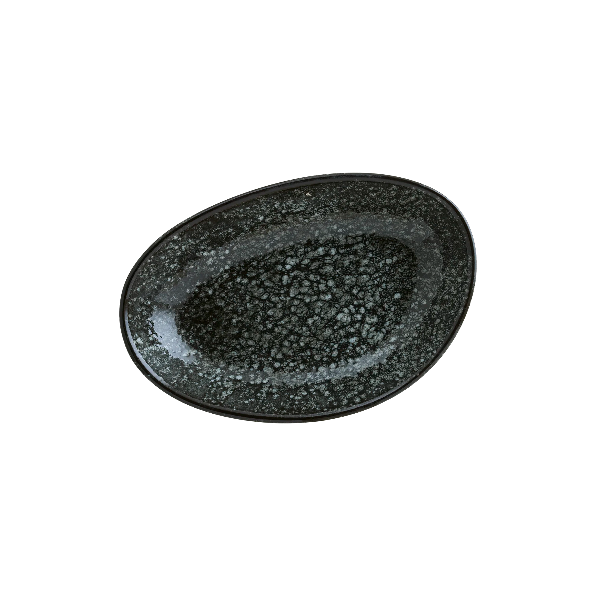 Bonna Cosmos Black Vago Oval Kayık Tabak 15*8.5 cm 140 cc, sunum tabağı