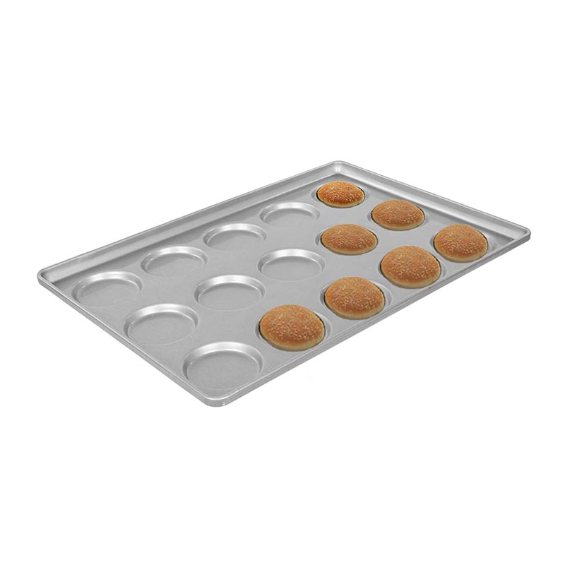almetal aluminyum hamburger ekmegi tavasi 15 gozlu 115 mm 49x74 cm hamburger ekmegi pisirme tavasi