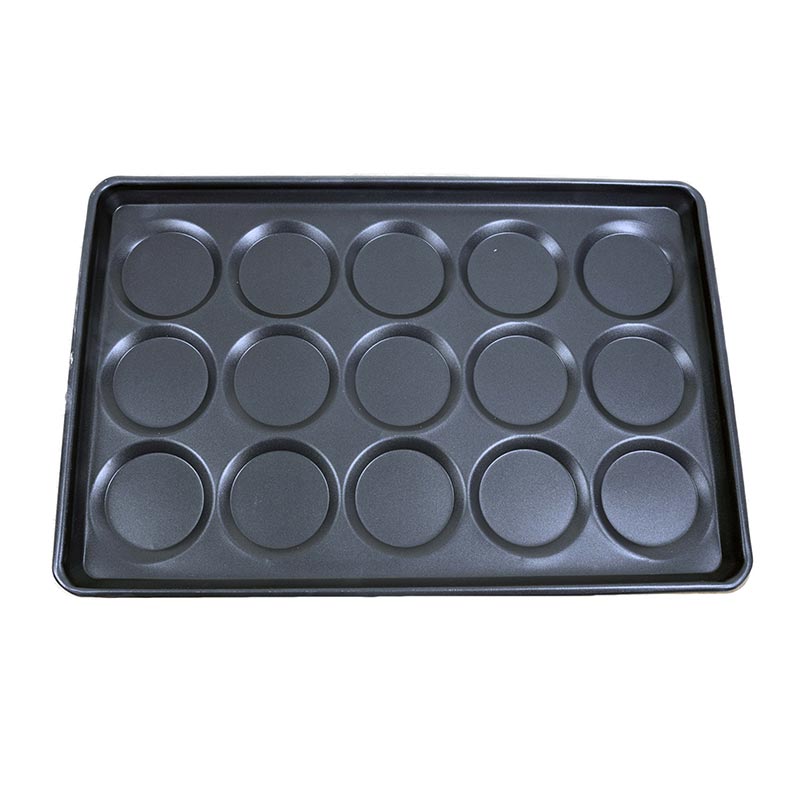 almetal kaplamali aluminyum hamburger ekmegi tavasi 15 gozlu 115 mm 49x74 cm hamburger ekmegi pisirme tavasi