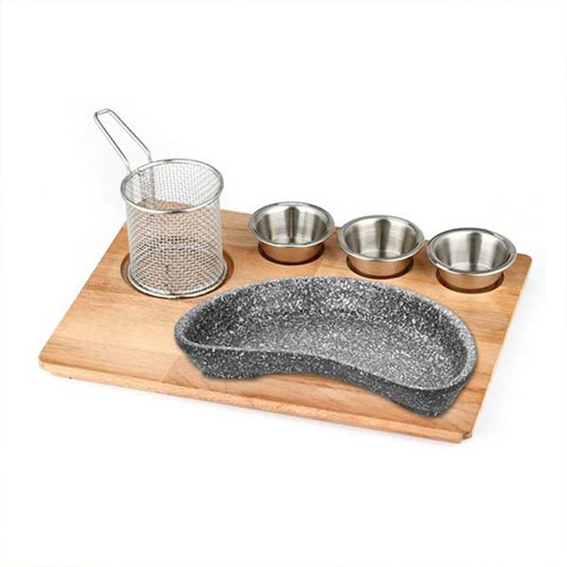 altinbasak dogal masif fajita sunum seti granit dokum bobrek tava 35x26 cm fajita sunumu ve sicak servis icin profesyonel set