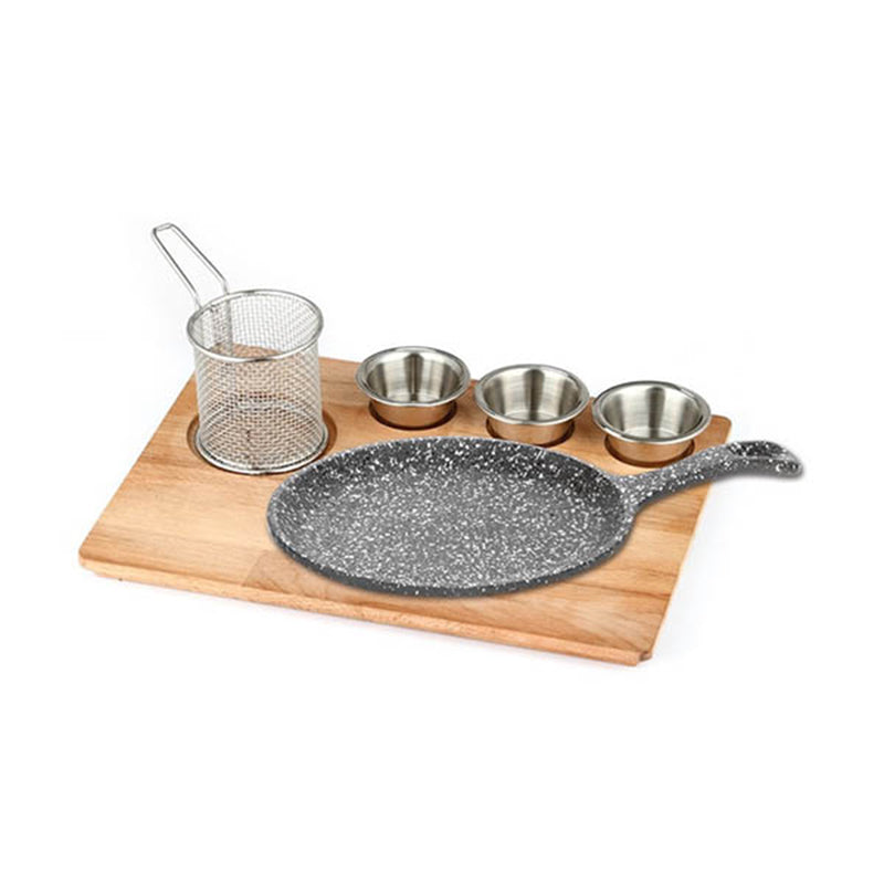 altinbasak dogal masif fajita sunum seti granit dokum buyuk sapli 35x26 cm fajita sunumu ve sicak servis icin profesyonel set
