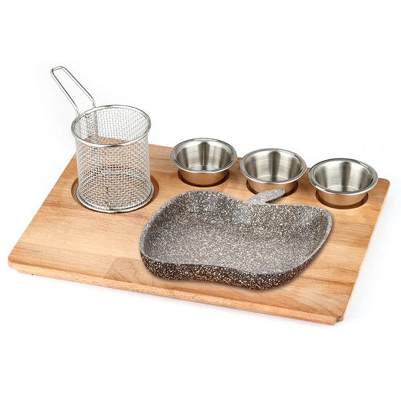 altinbasak dogal masif fajita sunum seti granit dokum elma 35x26 cm fajita sunumu ve sicak servis icin profesyonel set