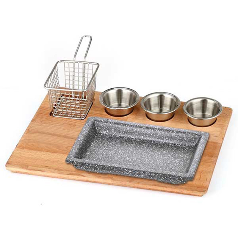 altinbasak dogal masif fajita sunum seti granit dokum kare 35x26 cm fajita sunumu ve sicak servis icin profesyonel set