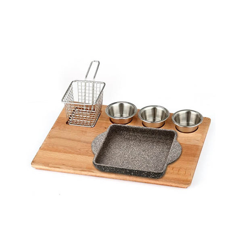 altinbasak dogal masif fajita sunum seti granit dokum kare kulplu 35x26 cm fajita sunumu ve sicak servis icin profesyonel set