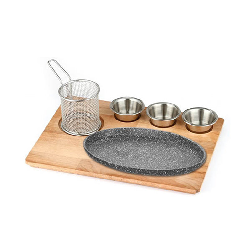 altinbasak dogal masif fajita sunum seti granit dokum oval derin 35x26 cm fajita sunumu ve sicak servis icin profesyonel set
