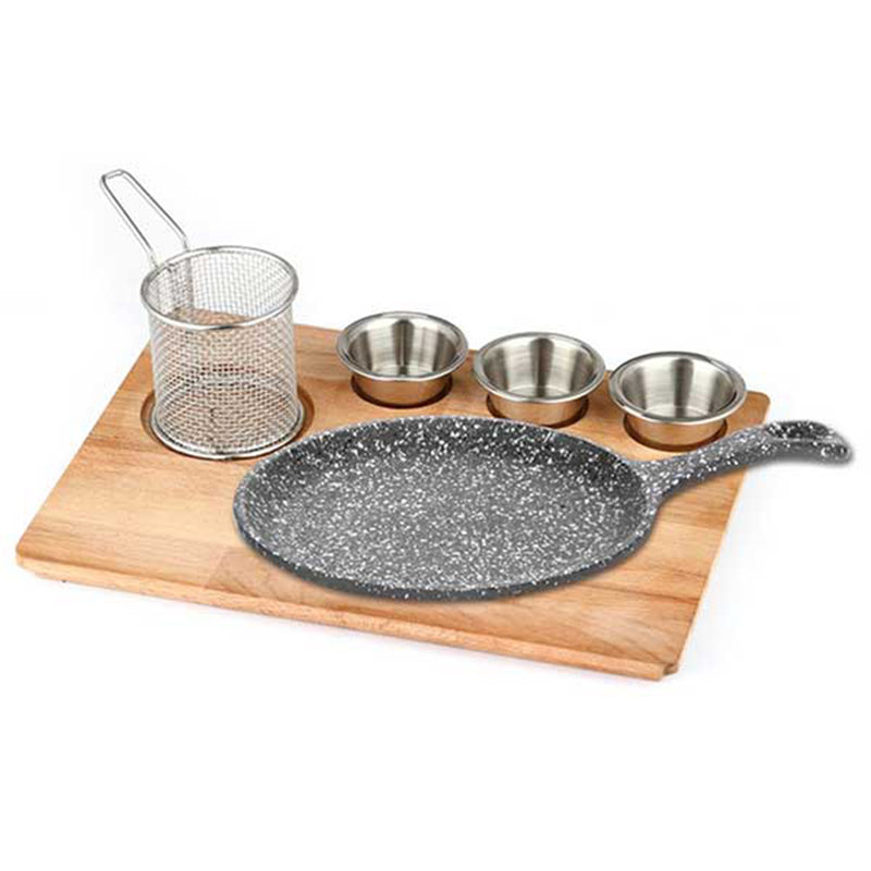 altinbasak dogal masif fajita sunum seti granit dokum sapli 35x26 cm fajita sunumu ve sicak servis icin profesyonel set