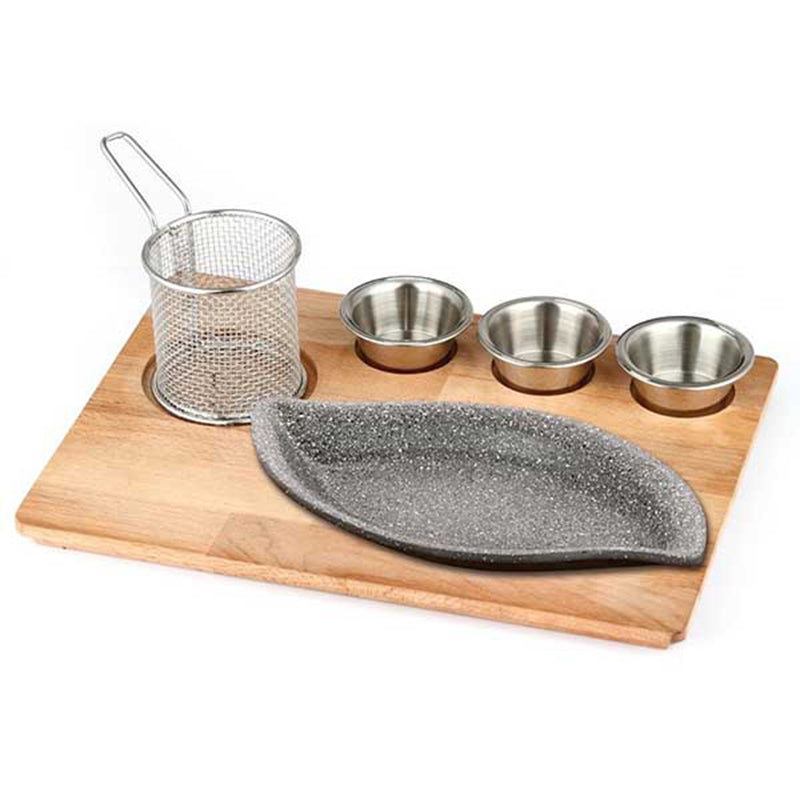 altinbasak dogal masif fajita sunum seti granit dokum yaprak 36.5x27.5 cm fajita sunumu ve sicak servis icin profesyonel set
