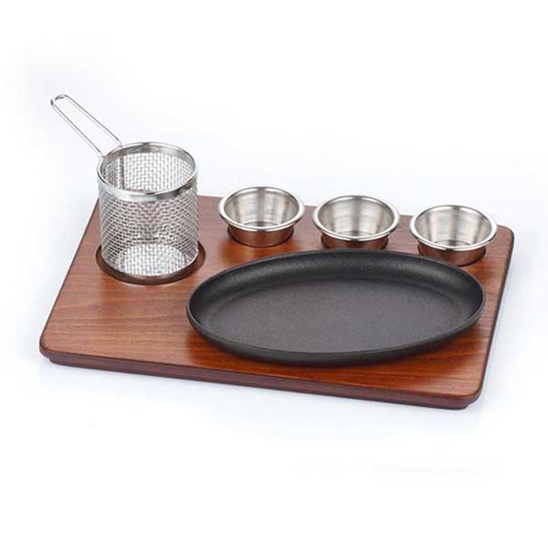 altinbasak mdf fajita sunum seti teflon dokum oval derin 35x26 cm fajita sunumu ve sicak servis icin profesyonel set