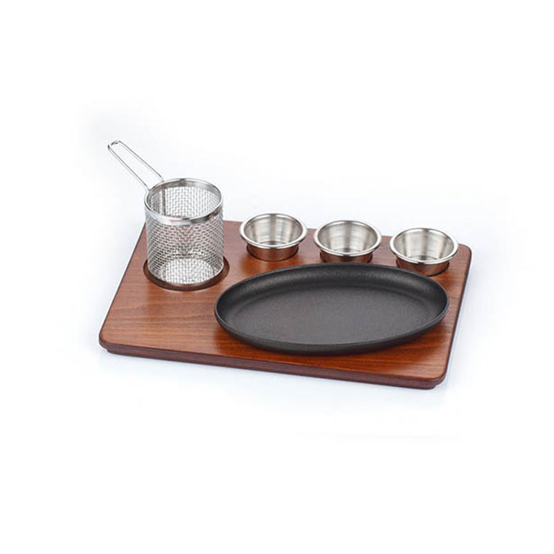 altinbasak mdf fajita sunum seti teflon dokum oval kisa 35x26 cm fajita sunumu ve sicak servis icin profesyonel set