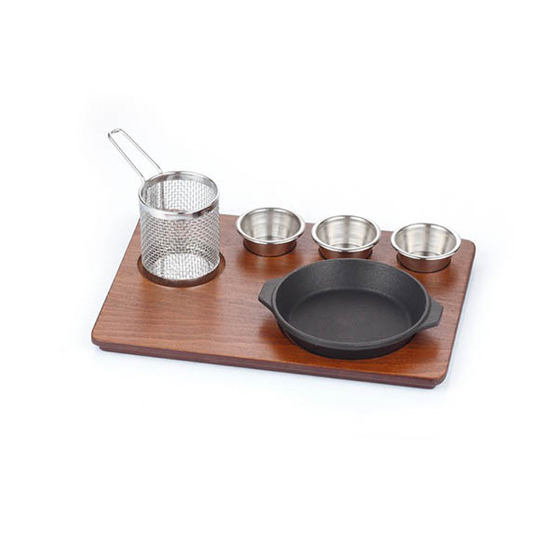 altinbasak mdf fajita sunum seti teflon dokum yuvarlak kulplu 35x26 cm fajita sunumu ve sicak servis icin profesyonel set