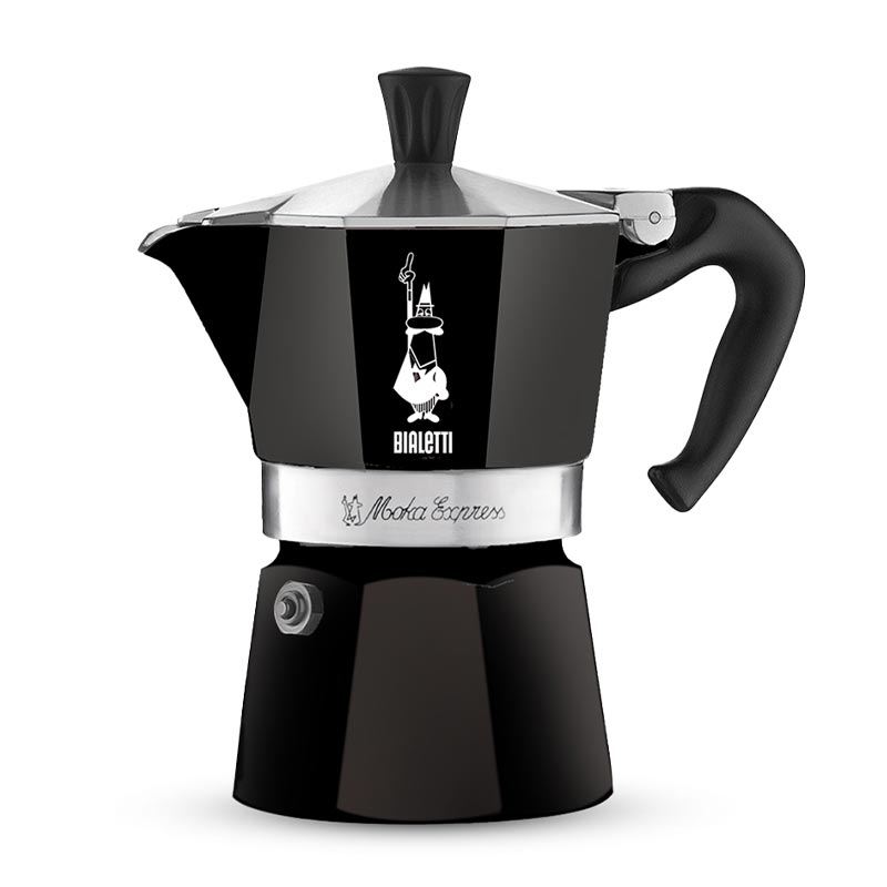 Bialetti Express Moka Pot, 3 Cup, Siyah, kahve aksesuarı