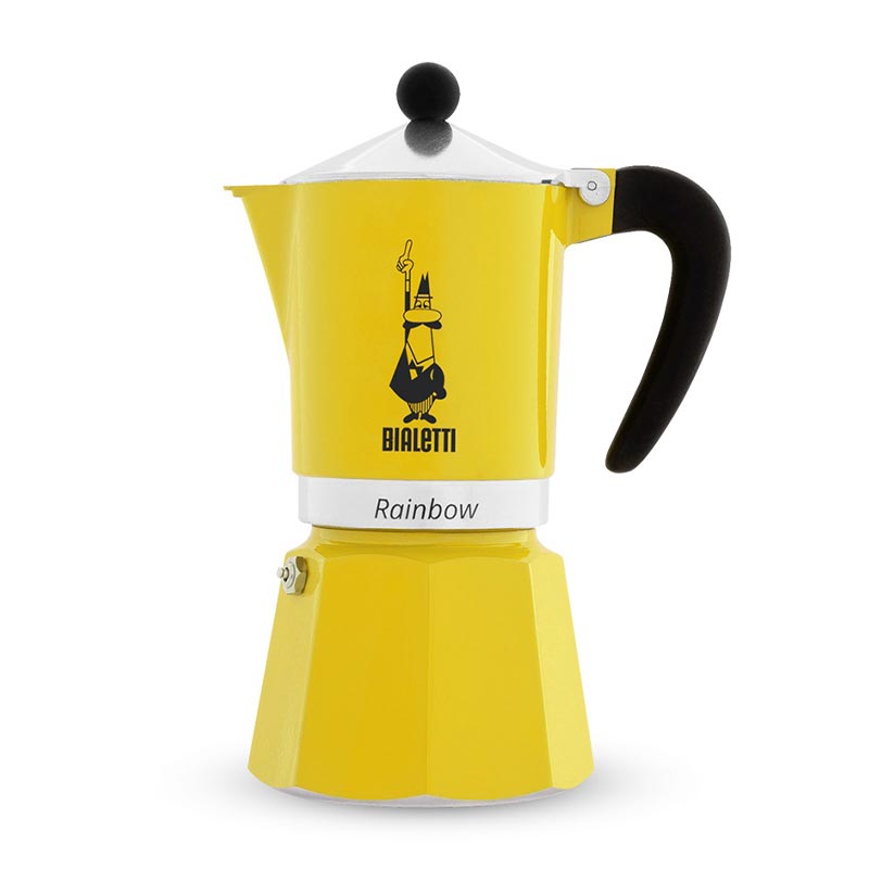 Bialetti Rainbow Moka Pot, 3 Cup, Sarı, kahve aksesuarı
