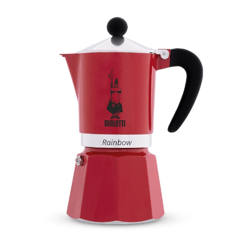 Bialetti Rainbow Moka Pot, 6 Cup, Kırmızı, kahve aksesuarı