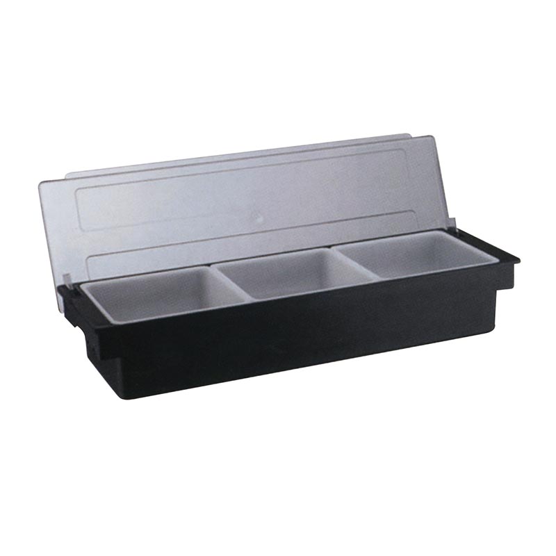 biradli brdh10311 kapakli polikarbon bar konteyner 3lu 50x16x9 cm siyah bar ve kokteyl ekipmani