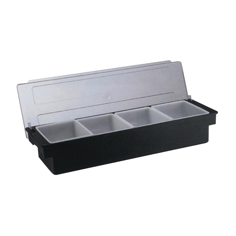 biradli h10312 kapakli polikarbon bar konteyner 4lu 50x16x9 cm siyah bar ve kokteyl ekipmani