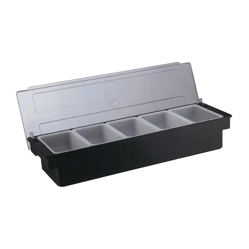 biradli h10313 kapakli polikarbon bar konteyner 5li 50x16x9 cm siyah bar ve kokteyl ekipmani
