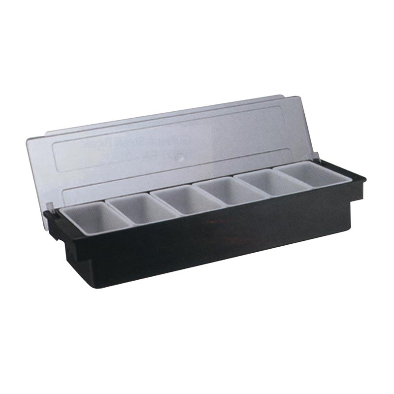 biradli h10314 kapakli polikarbon bar konteyner 6li 50x16x9 cm siyah bar ve kokteyl ekipmani