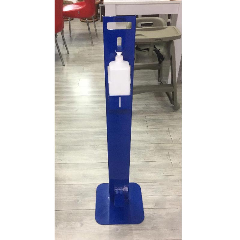 biradli dezenfektan standi pedalli mavi profesyonel mutfak ekipmani