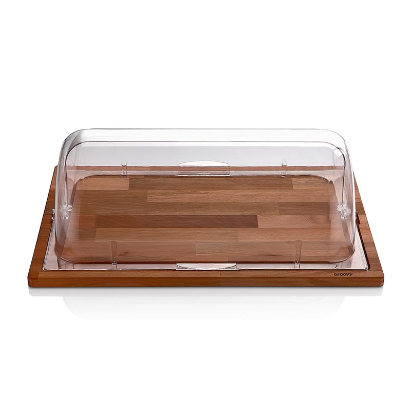 biradli grv75 dikdortgen tepsili rolltop teshir standi 58x375x18 cm servis ve sunum ekipmani