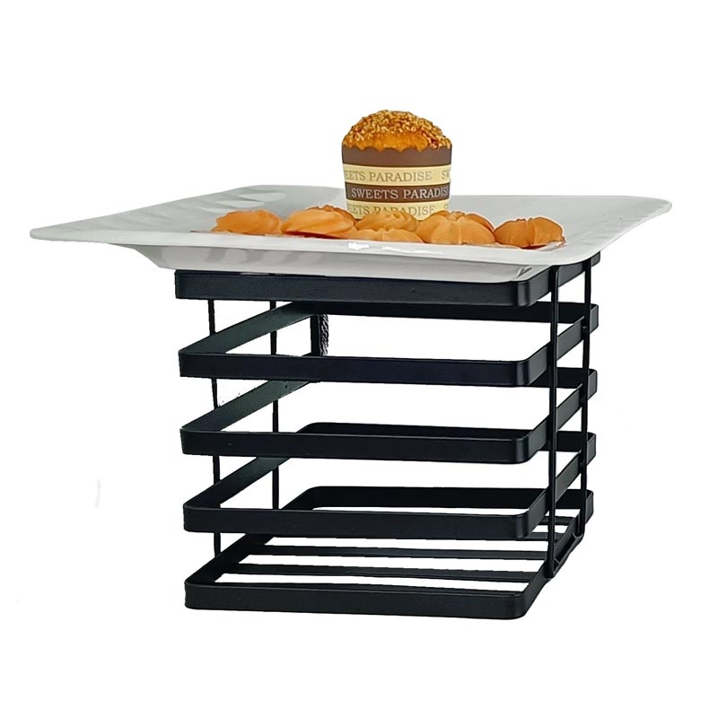 biradli groovy grvk2001 kare metal tabak yukseltici 20x20x10 cm siyah servis ve sunum ekipmani