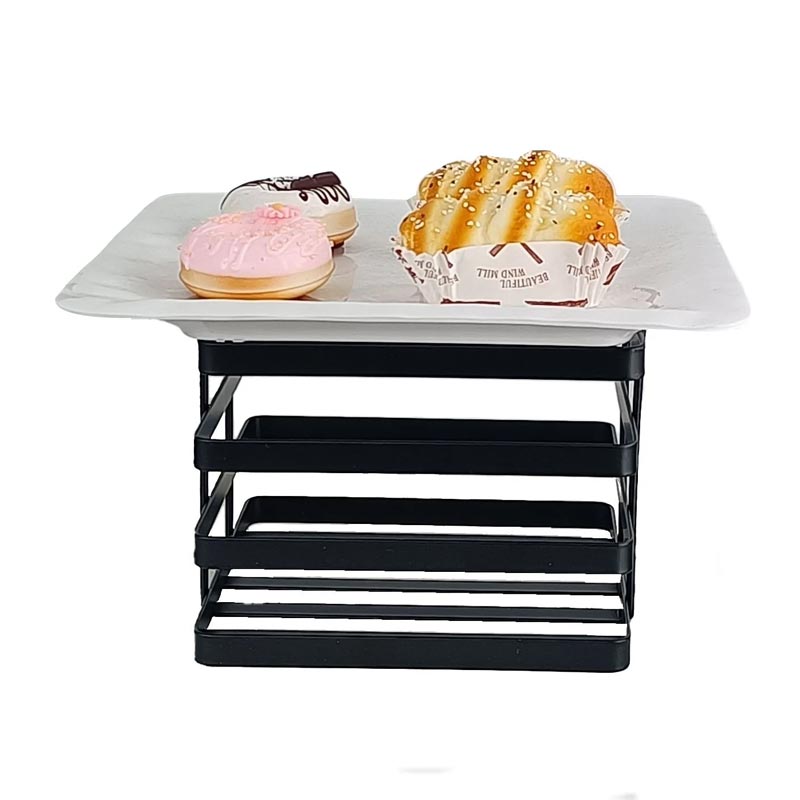 biradli groovy grvk2002 kare metal tabak yukseltici 20x20x15 cm siyah servis ve sunum ekipmani