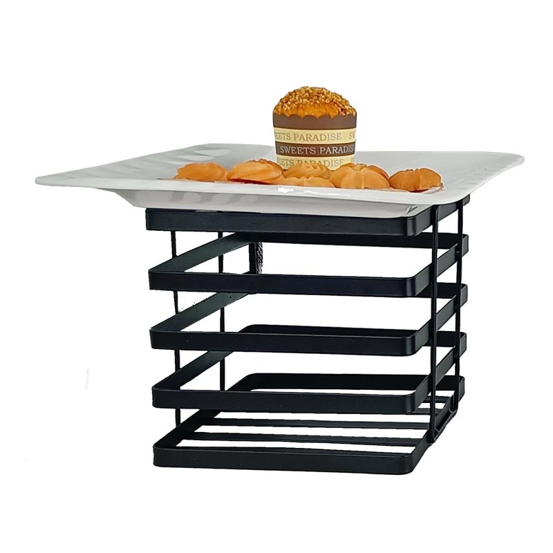 biradli groovy grvk2003 kare metal tabak yukseltici 20x20x20 cm siyah servis ve sunum ekipmani