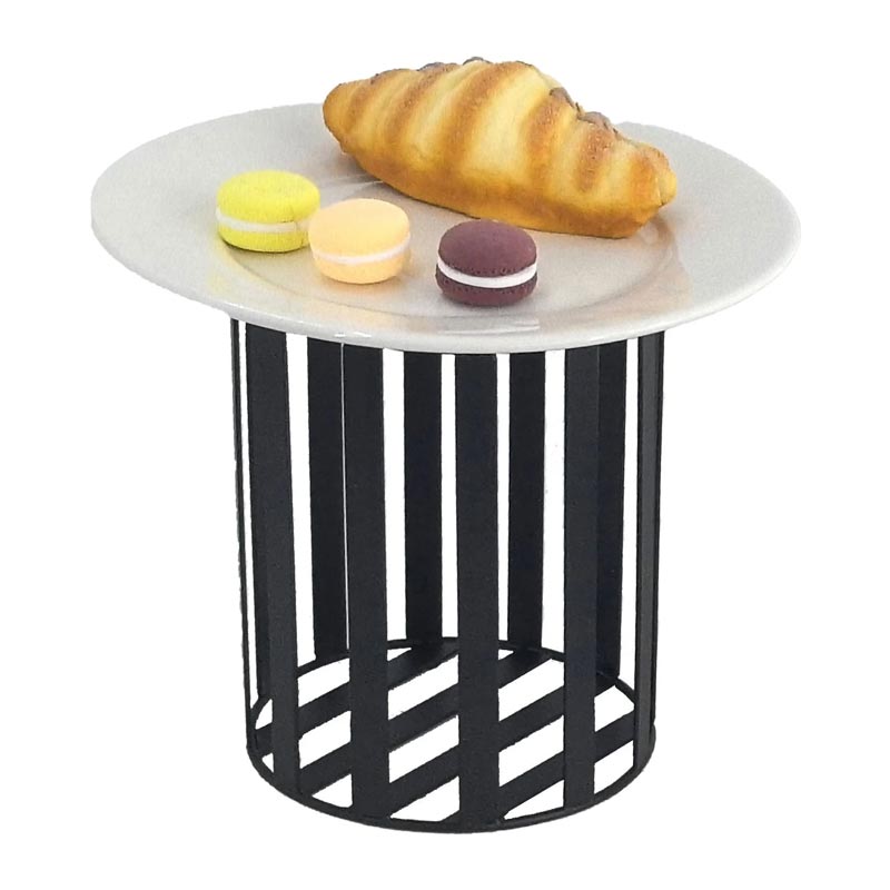 biradli groovy grvy1603 yuvarlak metal tabak yukseltici 16x20 cm siyah servis ve sunum ekipmani
