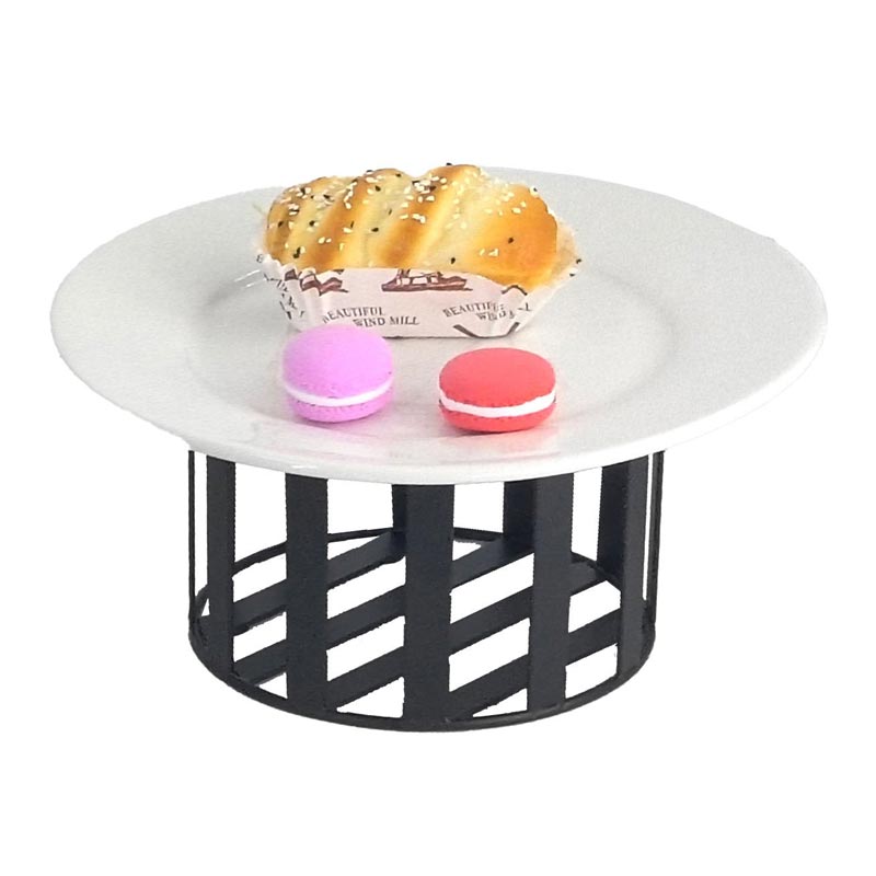 biradli groovy grvy2001 yuvarlak metal tabak yukseltici 20x10 cm siyah servis ve sunum ekipmani