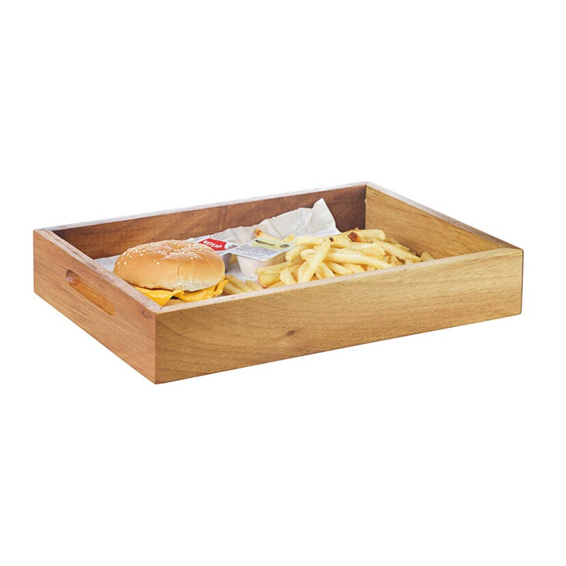 biradli grv1885 hamburger sunum kasasi 33x23 cm ceviz servis ve sunum ekipmani