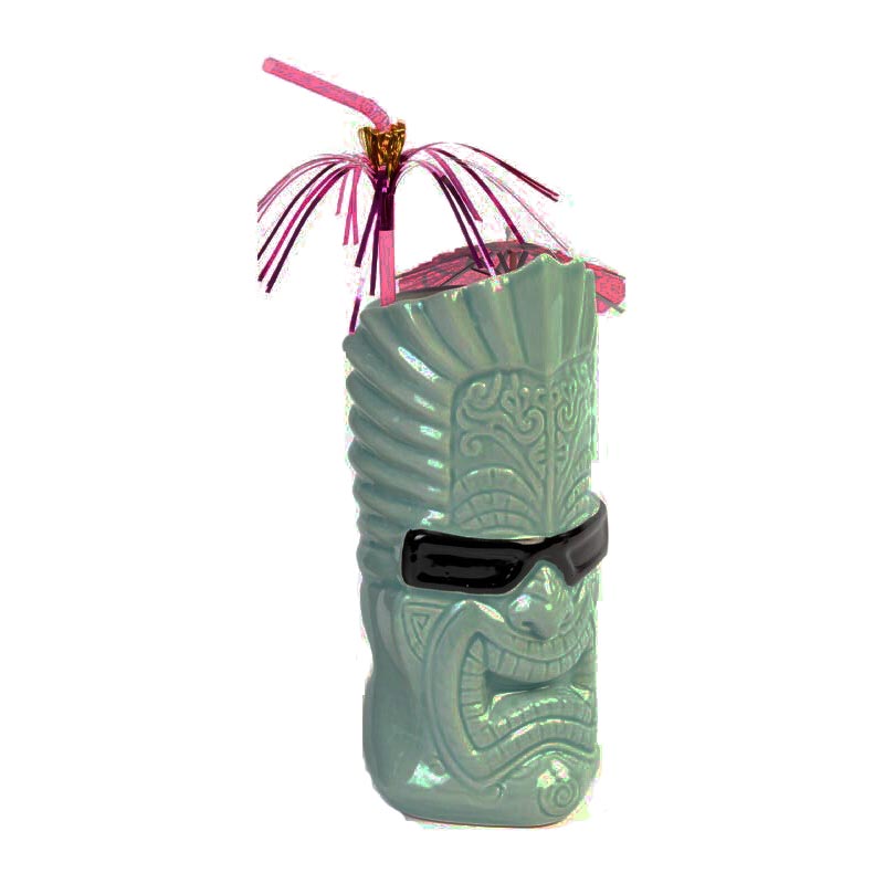 biradli grv20210 seramik tiki mug kokteyl bardagi 440 cc 9x20 cm yesil bar ve kokteyl ekipmani