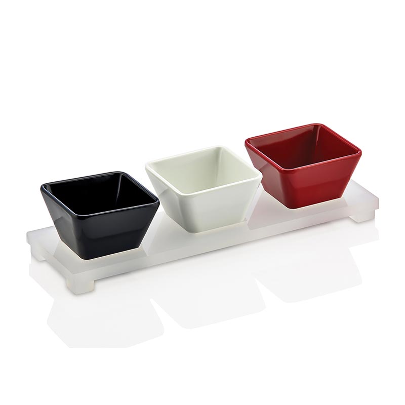 biradli grv890 kare sosluk standi 3lu 25x8 cm beyaz profesyonel mutfak ekipmani