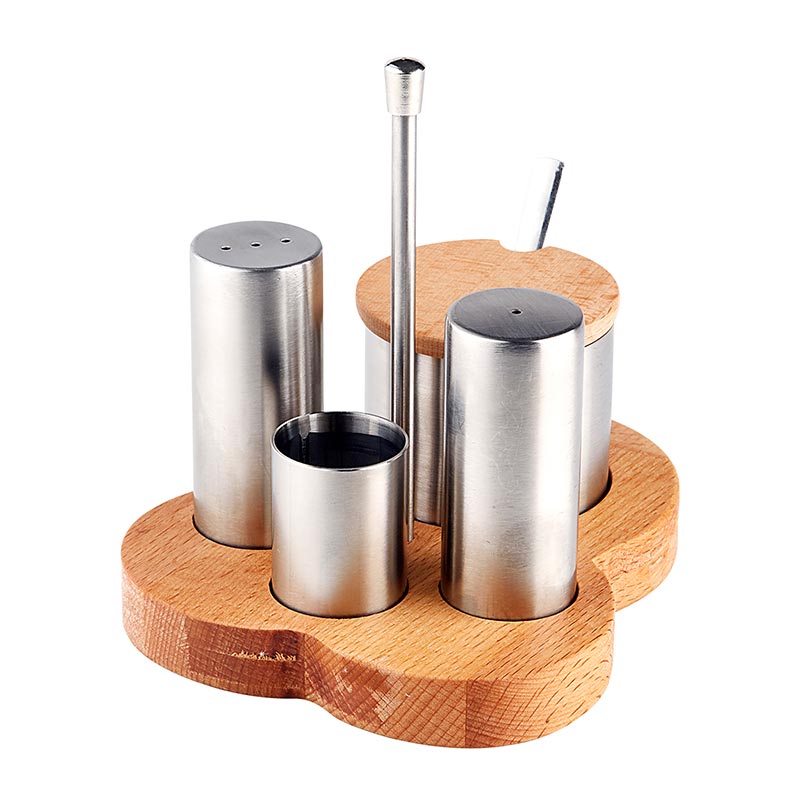 biradli grv246 standli tuzluk baharatlik takimi 4lu 15x25 cm baharat ekipmani