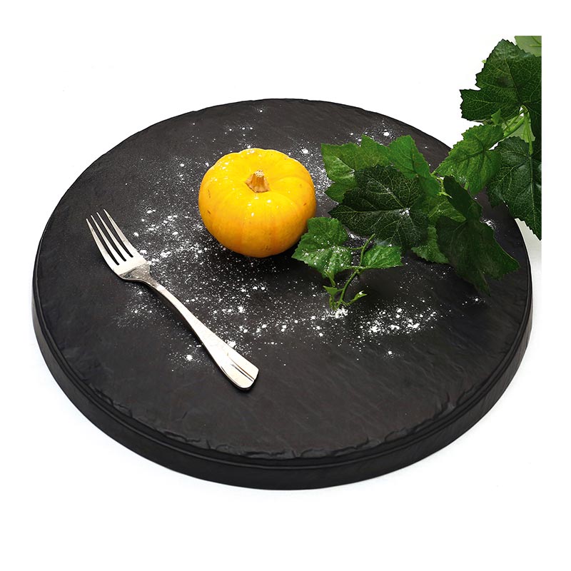 biradli brd16928 tarako yuvarlak sunum tepsisi 42x42x3 cm siyah servis ve sunum ekipmani