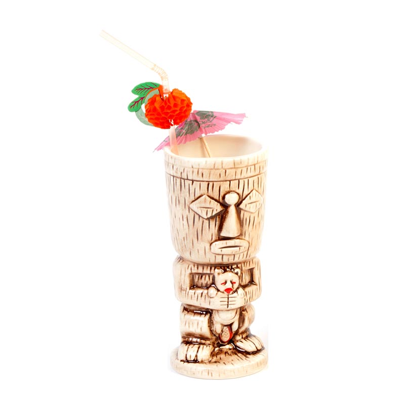 biradli grv20216 seramik tiki mug kokteyl bardagi 310 cc 8x18 5 cm kahverengi bar ve kokteyl ekipmani