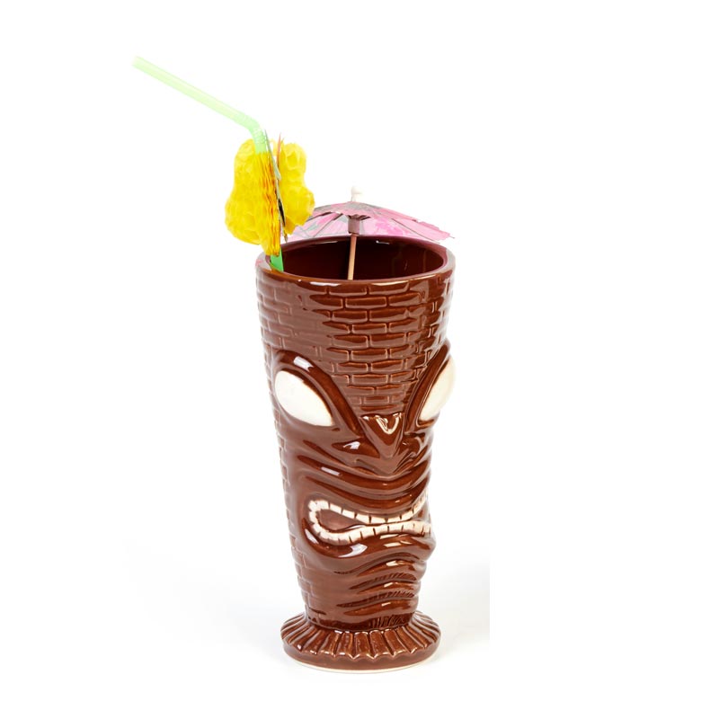 biradli grv20209 seramik tiki mug kokteyl bardagi 350 cc 8x17 cm kahverengi bar ve kokteyl ekipmani