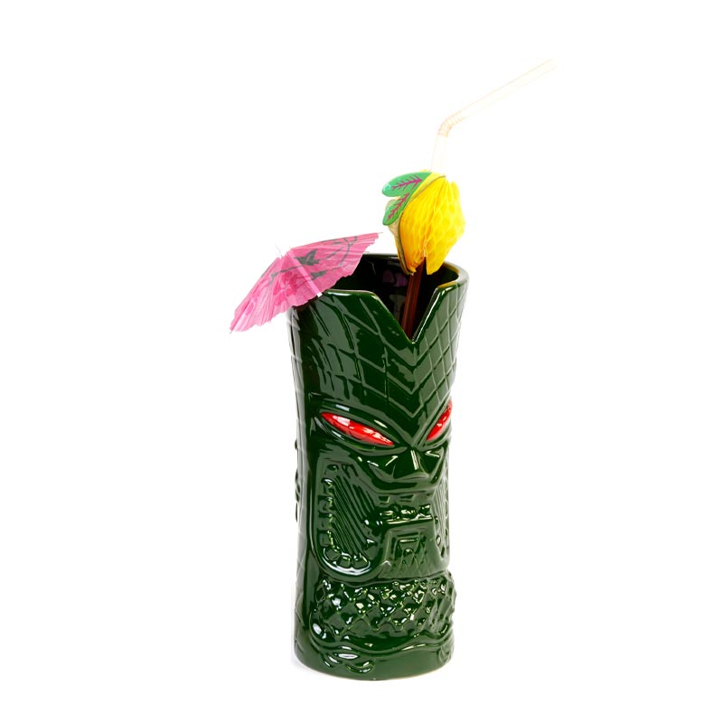 biradli gr20221 seramik tiki mug kokteyl bardagi 350 cc 8x17 5 cm yesil bar ve kokteyl ekipmani