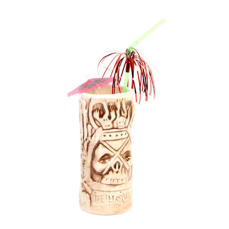 biradli grv20203 seramik tiki mug kokteyl bardagi 380 cc 8x17 cm kahverengi bar ve kokteyl ekipmani