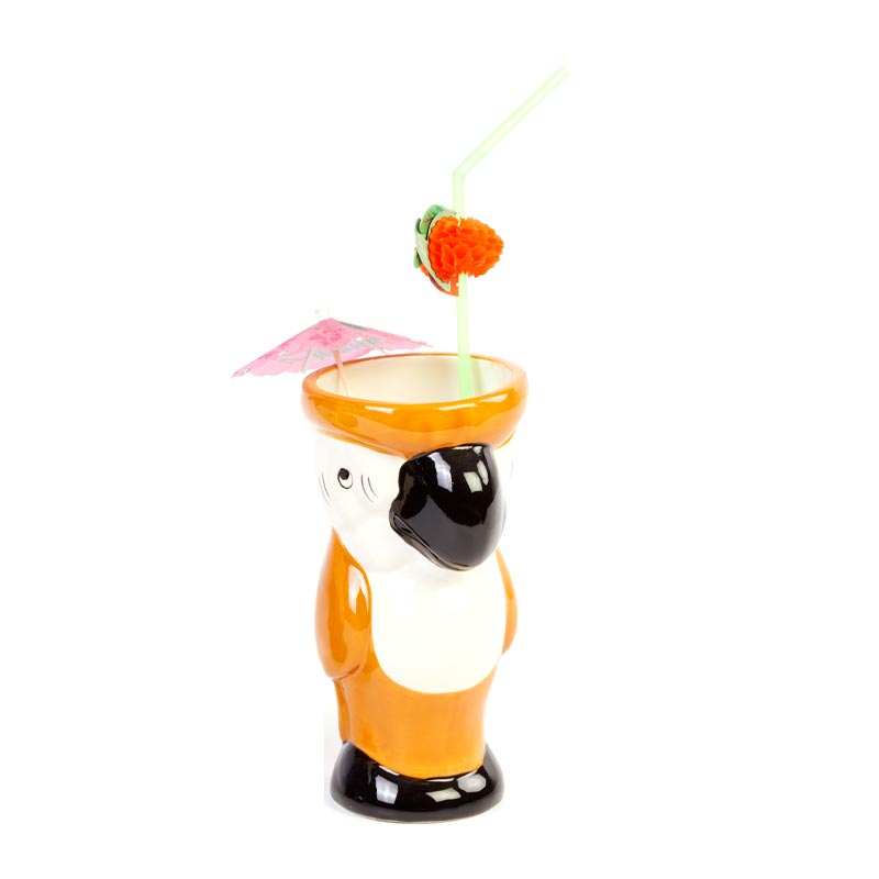 biradli grv20205 papagan seramik tiki mug kokteyl bardagi 400 cc 8x17 cm sari bar ve kokteyl ekipmani