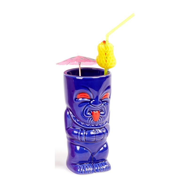 biradli grv20206 seramik tiki mug kokteyl bardagi 410 cc 8x17 cm mavi bar ve kokteyl ekipmani