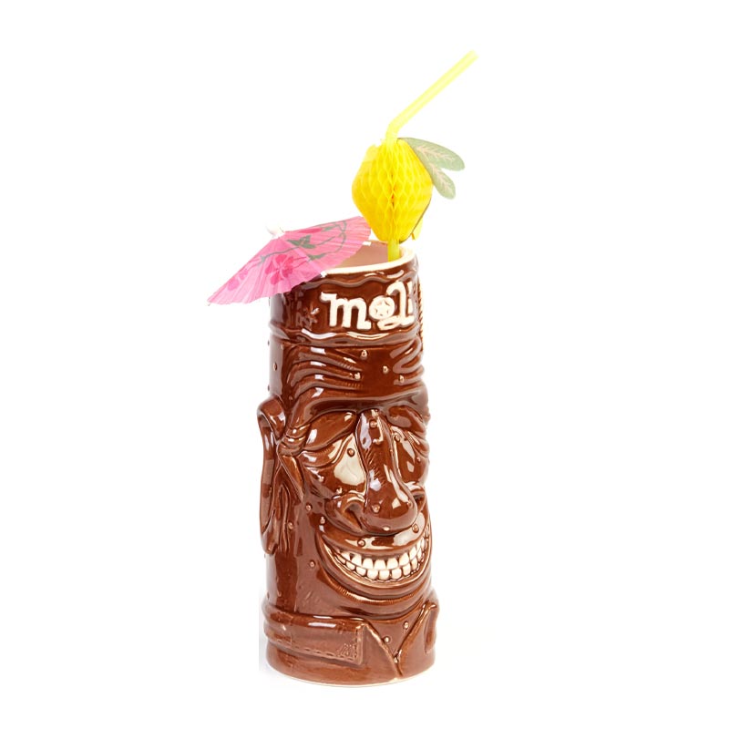 biradli grv20218 seramik tiki mug kokteyl bardagi 430 cc 8x18 5 cm kahverengi bar ve kokteyl ekipmani