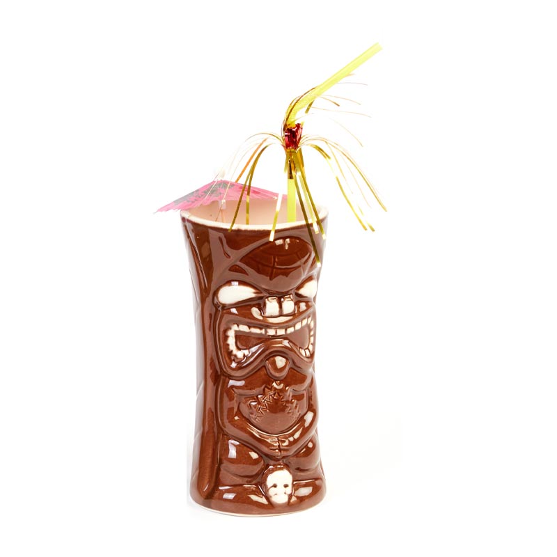 biradli grv20212 seramik tiki mug kokteyl bardagi 440 cc 8x17 5 cm kahverengi bar ve kokteyl ekipmani