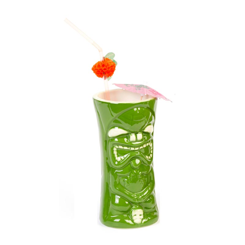 biradli grv20212 seramik tiki mug kokteyl bardagi 440 cc 8x17 5 cm yesil bar ve kokteyl ekipmani