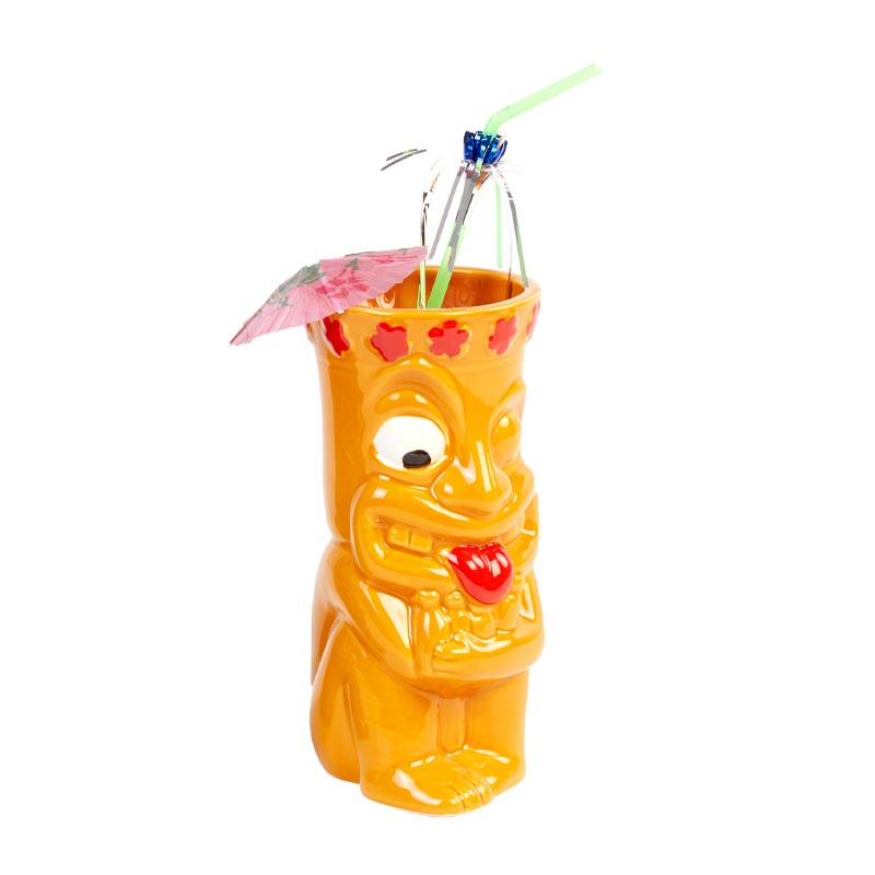 biradli grv20204 seramik tiki mug kokteyl bardagi 460 cc 75x18 cm turuncu bar ve kokteyl ekipmani
