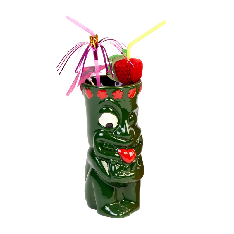 biradli grv20204 seramik tiki mug kokteyl bardagi 460 cc 75x18 cm yesil bar ve kokteyl ekipmani