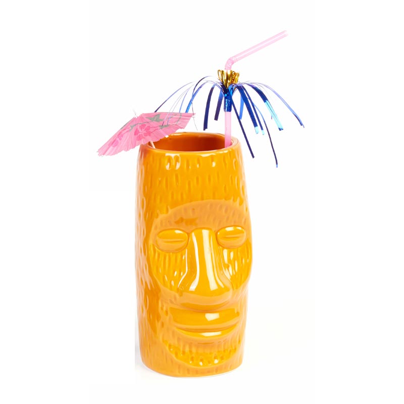 biradli grv20208 seramik tiki mug kokteyl bardagi 600 cc 8x17 cm sari bar ve kokteyl ekipmani