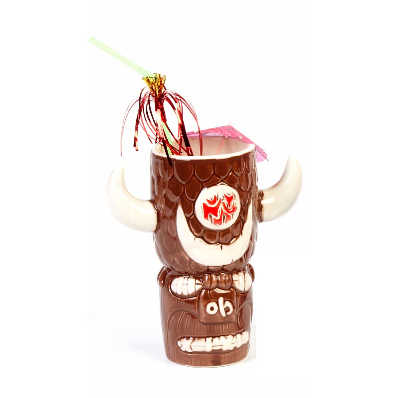 biradli grv20215 seramik tiki mug kokteyl bardagi 610 cc 8x18 5 cm kahverengi bar ve kokteyl ekipmani